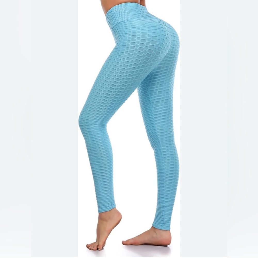 Women's Textured Blue Leggings